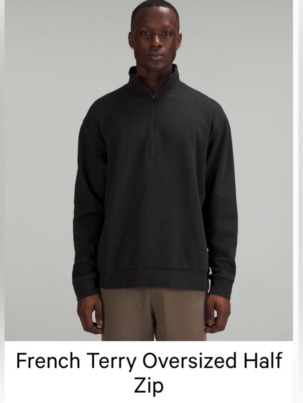 lululemon athletica Black Quarter-Zip Terry Pullover - Size Medium